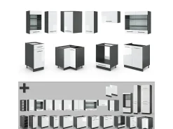 Cocina esquinera blanco brillo/antracita 190x60x81.6 fame-line