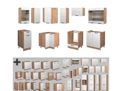 Cocina esquinera blanco casa de campo 190x46x81.6 fame-line