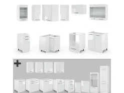 Cocina esquinera blanco/blanco alto brillo 190x46x81.6 fame-line