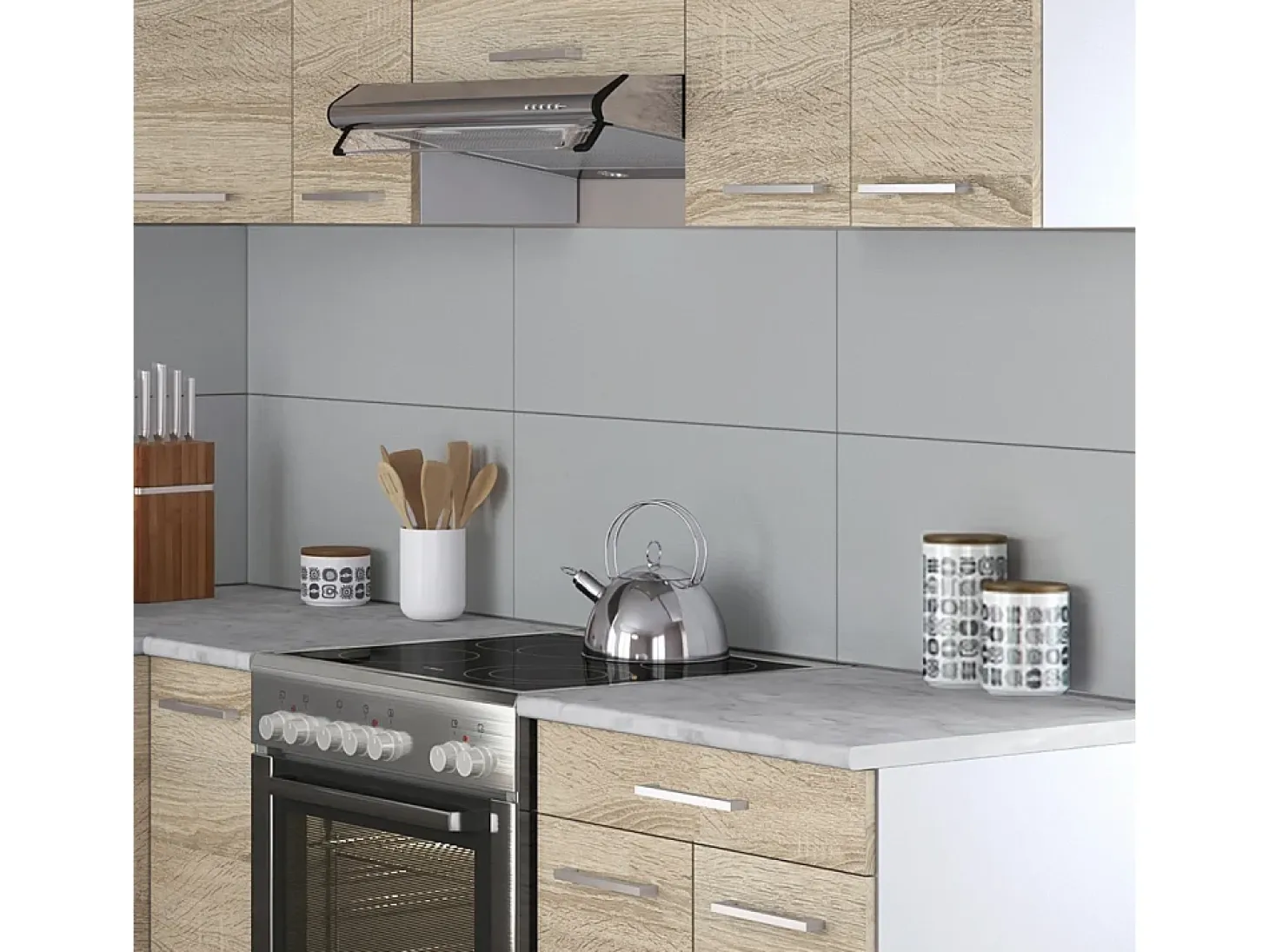 Cocina esquinera blanco/sonoma 210x60x81.6 rick
