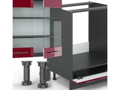 Cocina esquinera burdeos brillo intenso/antracita 347x60x81.6 fame-line