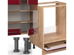 Cocina esquinera burdeos brillo intenso/roble dorado 347x60x81.6 fame-line