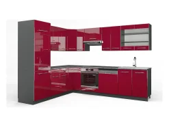 Cocina esquinera burdeos brillo intenso/antracita 287x46x81.6 fame-line