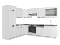 Cocina esquinera casa de campo blanca/blanca 287x46x81.6 fame-line