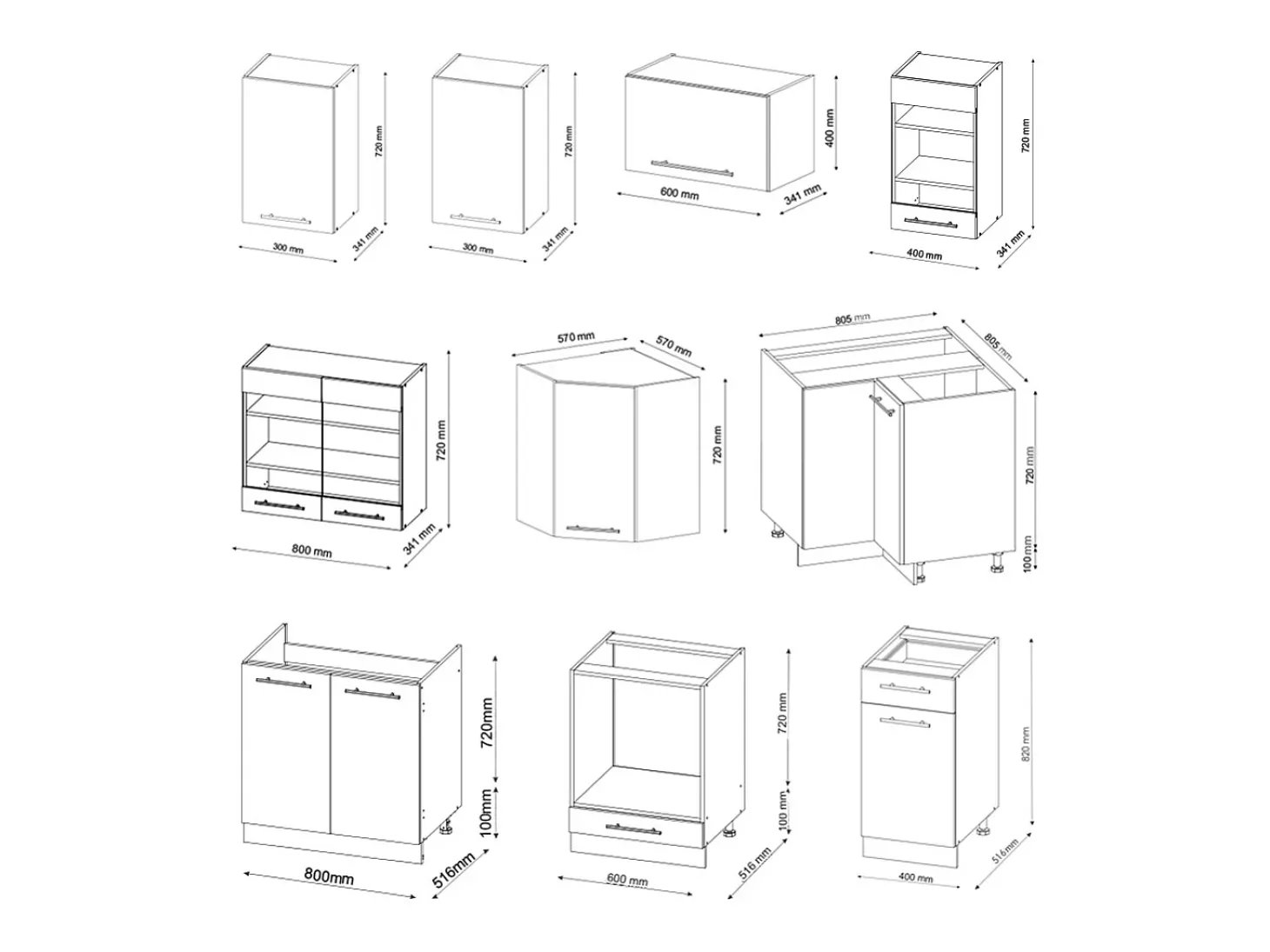 Cocina esquinera casa de campo blanca/antracita 190x46x81.6 fame-line