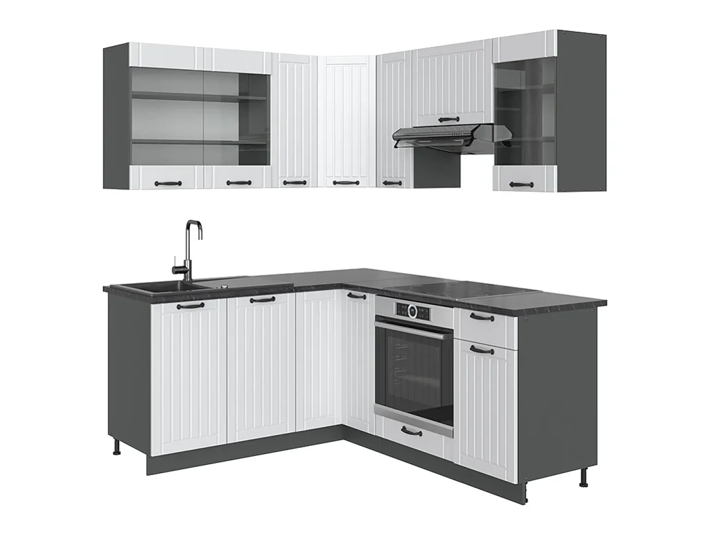 Cocina esquinera casa de campo blanca/antracita 190x46x81.6 fame-line