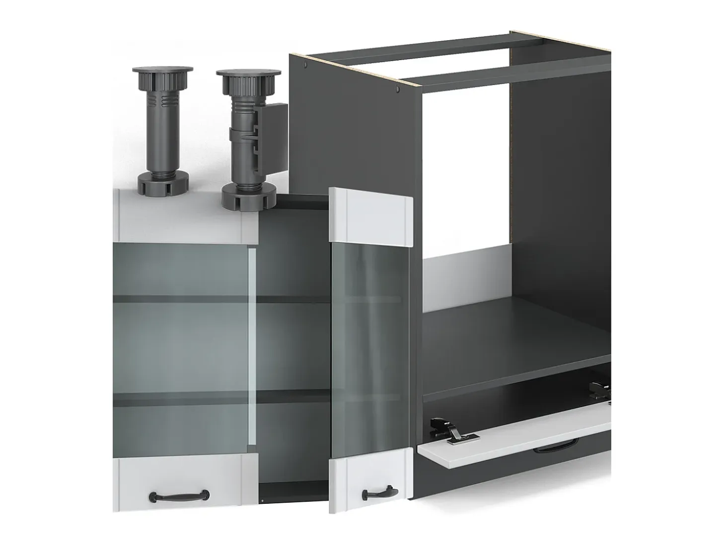 Cocina esquinera casa de campo blanca/antracita 190x46x81.6 fame-line