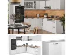 Cocina esquinera casa de campo blanca/blanca 247x60x81.6 r-line