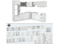 Cocina esquinera casa de campo blanca/blanca 247x60x81.6 r-line
