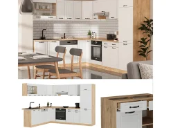 Cocina esquinera casa de campo blanca/roble dorado 287x60x81.6 r-line