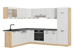 Cocina esquinera casa de campo blanca/roble dorado 287x60x81.6 r-line