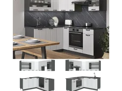 Cocina esquinera casa de campo blanca/antracita 190x60x81.6 fame-line