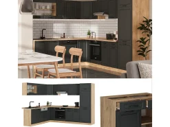 Cocina esquinera casa de campo antracita/roble dorado 287x46x81.6 r-line
