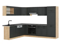 Cocina esquinera casa de campo antracita/roble dorado 287x46x81.6 r-line