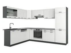 Cocina esquinera casa de campo blanca/antracita 287x46x81.6 r-line