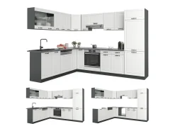Cocina esquinera casa de campo blanca/antracita 287x46x81.6 r-line
