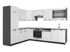 Cocina esquinera casa de campo blanca/antracita 287x46x81.6 fame-line