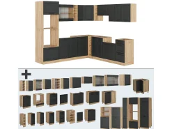 Cocina esquinera casa de campo antracita/roble dorado 247x46x81.6 r-line