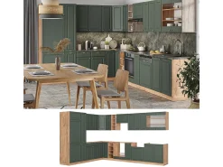 Cocina esquinera green-gold country/gold power roble 347x46x81.6 fame-line