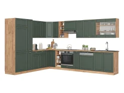Cocina esquinera green-gold country/gold power roble 347x46x81.6 fame-line