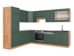 Cocina esquinera green-gold country/gold power roble 227x60x81.6 fame-line