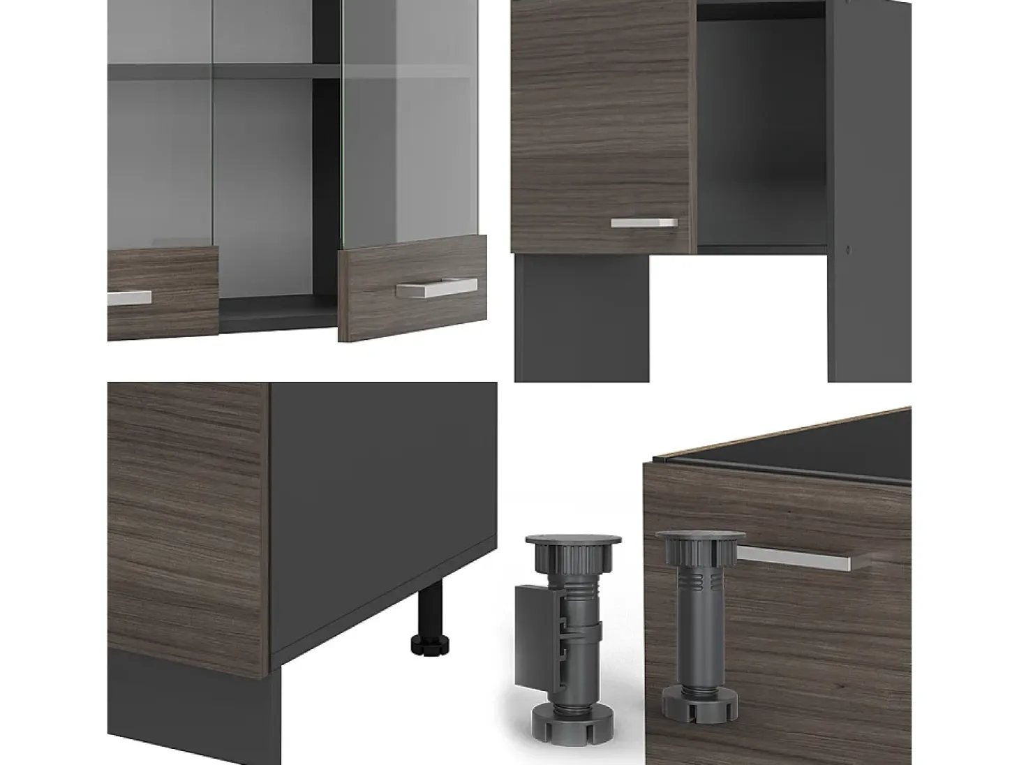 Cocina esquinera gris noble/antracita 247x46x81.6 r-line