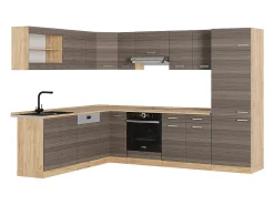 Cocina esquinera gris noble/roble dorado 287x46x81.6 r-line