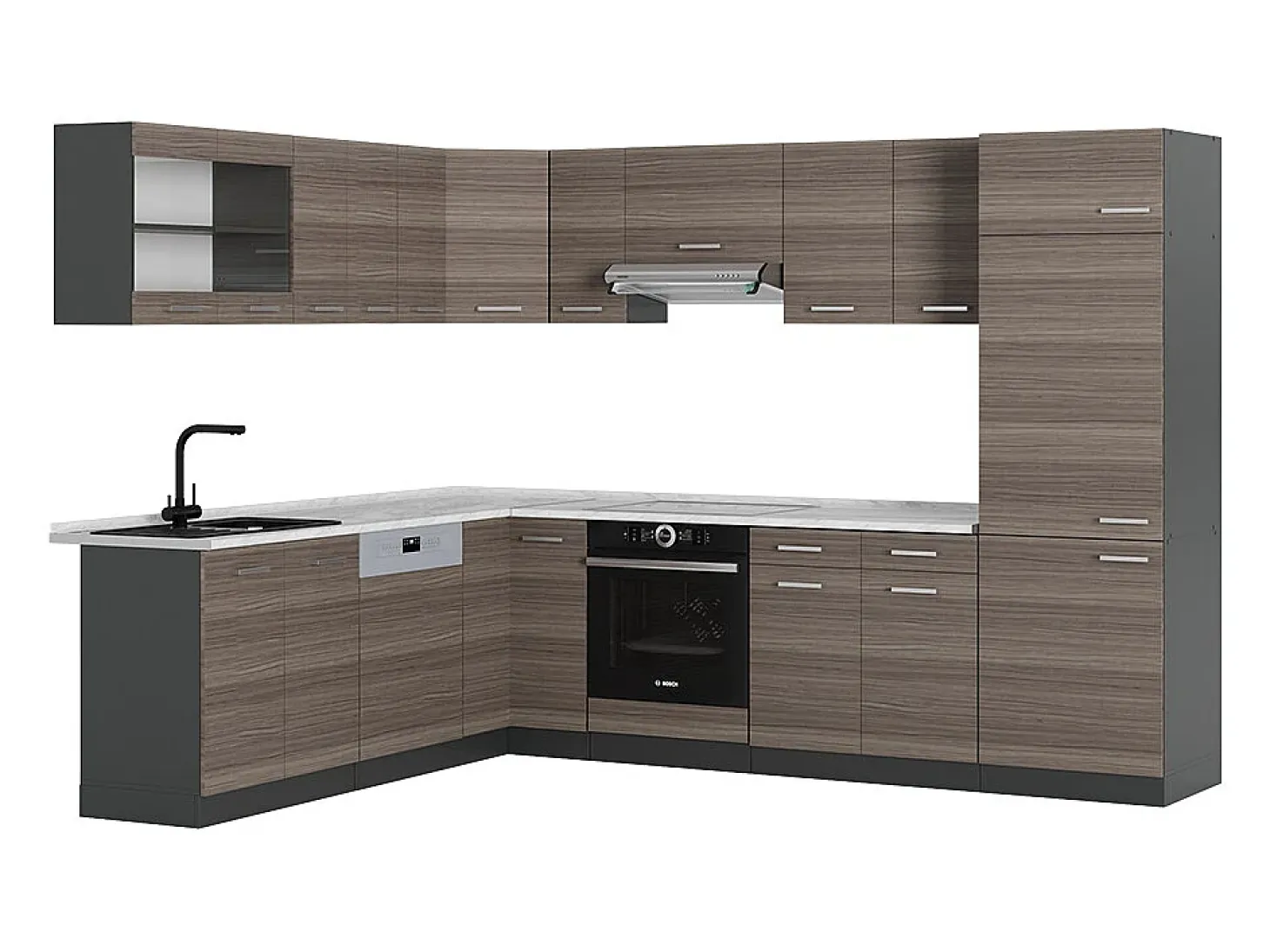 Cocina esquinera gris noble/antracita 287x60x81.6 r-line