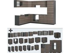 Cocina esquinera gris noble/antracita 287x60x81.6 r-line