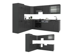 Cocina esquinera gris oscuro 287x46x81.6 fame-line