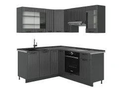 Cocina esquinera gris oscuro 190x60x81.6 fame-line