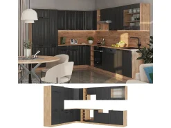 Cocina esquinera gris oscuro 347x46x81.6 fame-line