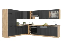 Cocina esquinera gris oscuro 347x46x81.6 fame-line