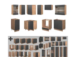 Cocina esquinera gris oscuro 190x46x81.6 fame-line