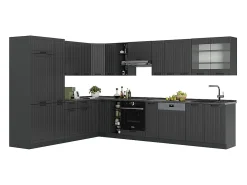 Cocina esquinera gris oscuro 347x60x81.6 fame-line