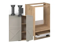 Cocina esquinera gris/beige/roble dorado 287x46x81.6 fame-line