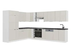 Cocina esquinera gris/beige/blanco 347x60x81.6 fame-line