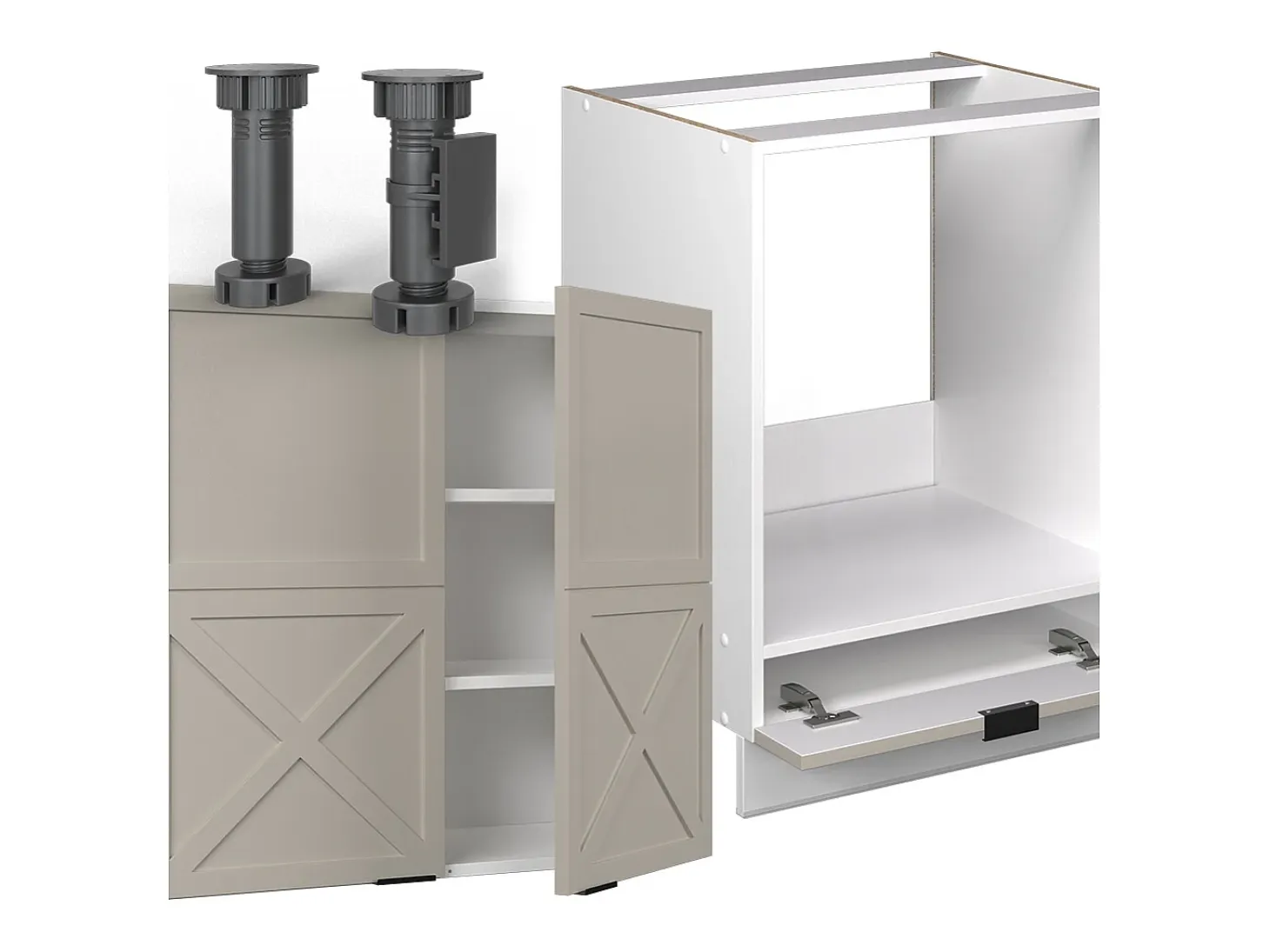 Cocina esquinera gris/beige/blanco 190x60x81.6 fame-line
