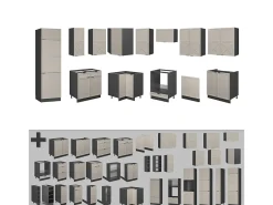 Cocina esquinera gris/beige/antracita 287x60x81.6 fame-line