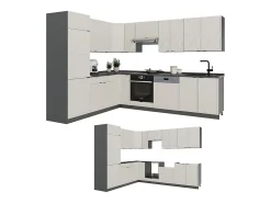 Cocina esquinera gris/beige/antracita 287x60x81.6 fame-line