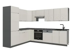 Cocina esquinera gris/beige/antracita 287x60x81.6 fame-line