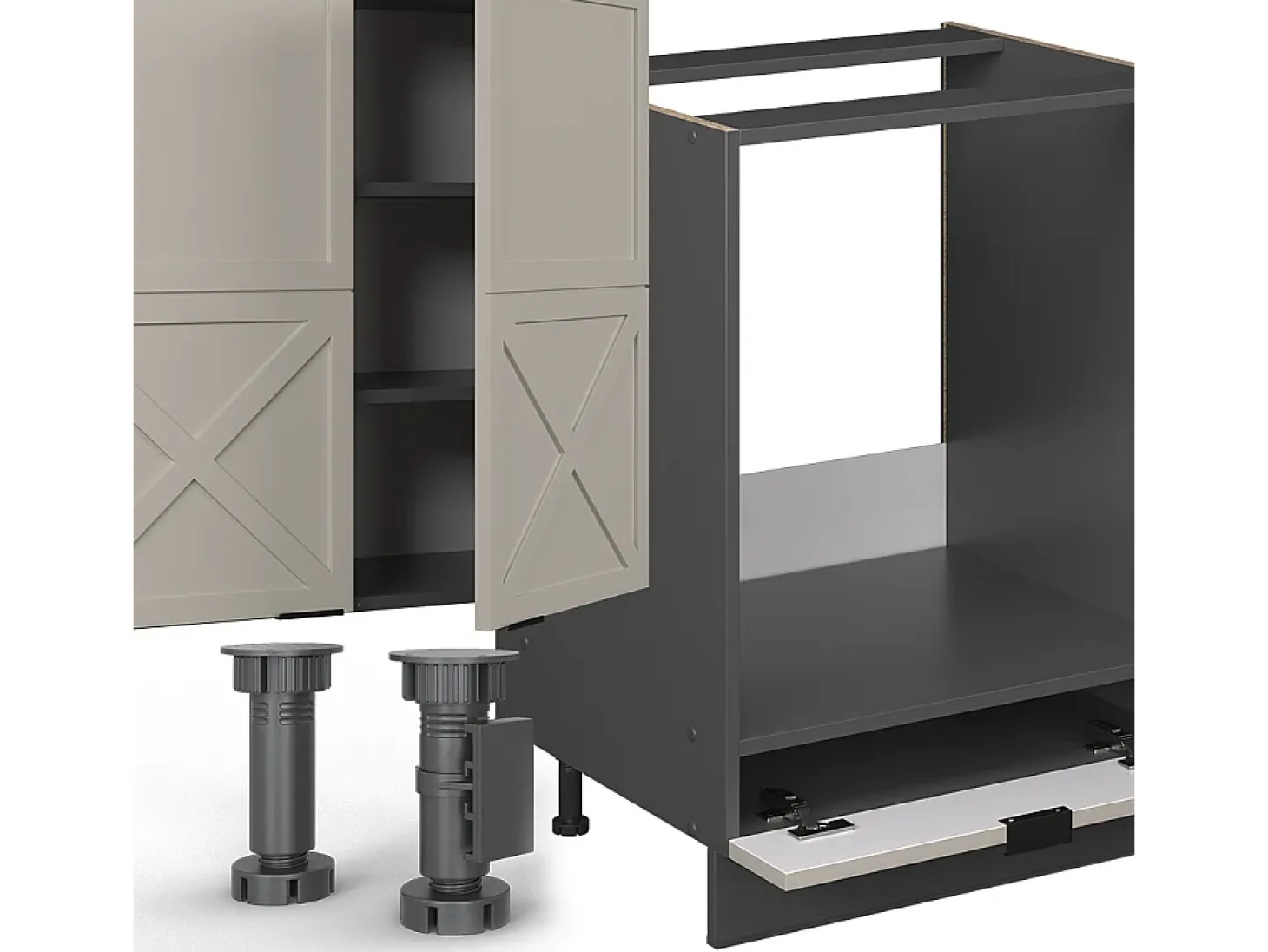 Cocina esquinera gris/beige/antracita 347x60x81.6 fame-line