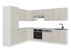 Cocina esquinera gris/beige/blanco 287x60x81.6 fame-line