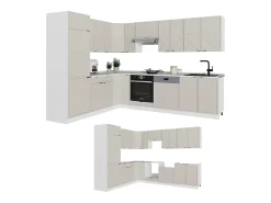 Cocina esquinera gris/beige/blanco 287x60x81.6 fame-line