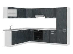 Cocina esquinera hormigón negro/blanco 287x46x81.6 r-line