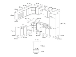 Cocina esquinera hormigón negro/roble dorado 287x60x81.6 r-line
