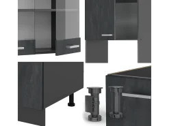 Cocina esquinera hormigón negro/antracita 247x60x81.6 r-line