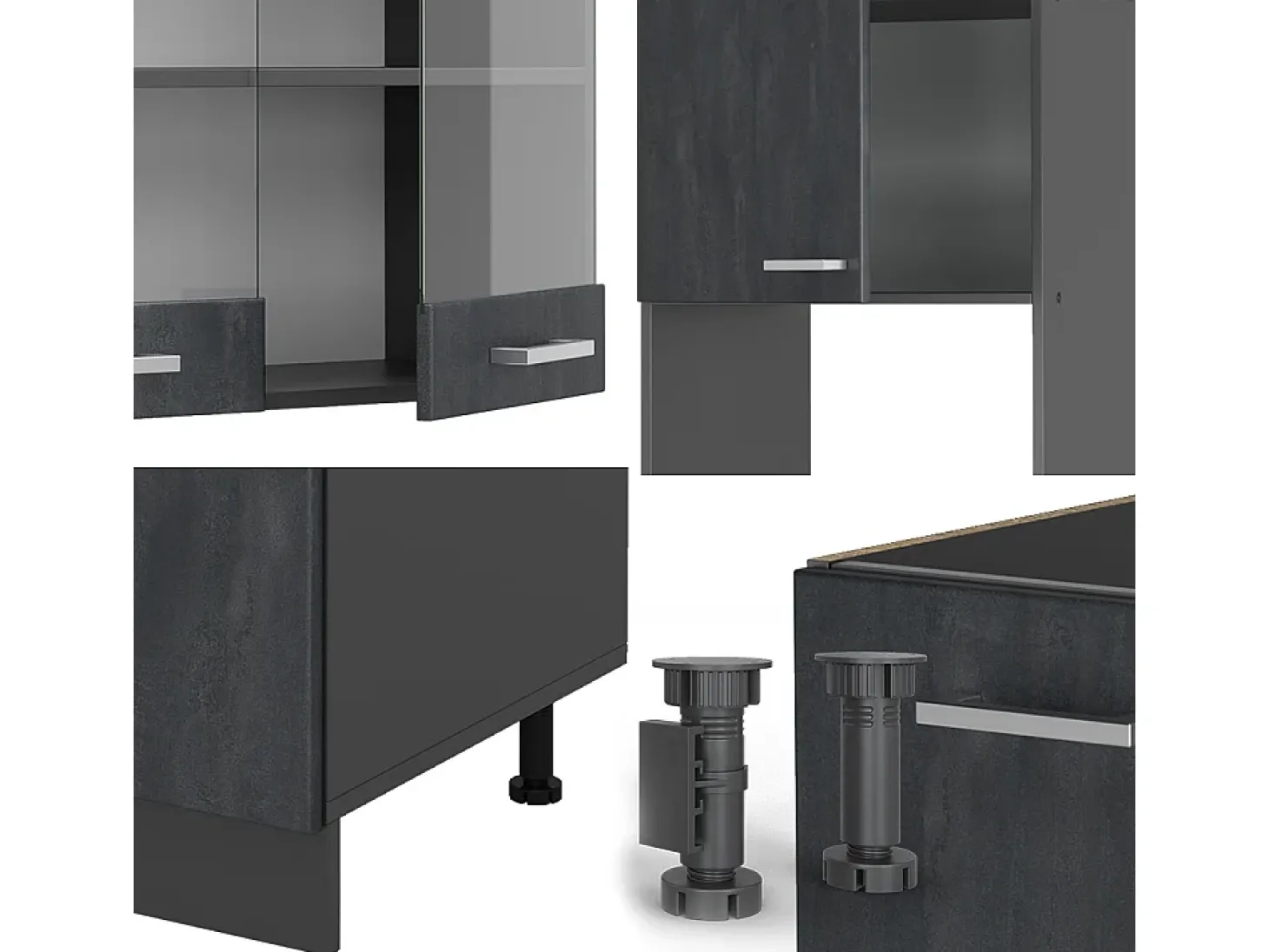 Cocina esquinera hormigón negro/antracita 247x60x81.6 r-line
