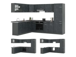 Cocina esquinera hormigón negro/antracita 287x60x81.6 r-line