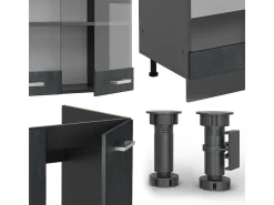 Cocina esquinera hormigón negro/antracita 287x46x81.6 r-line